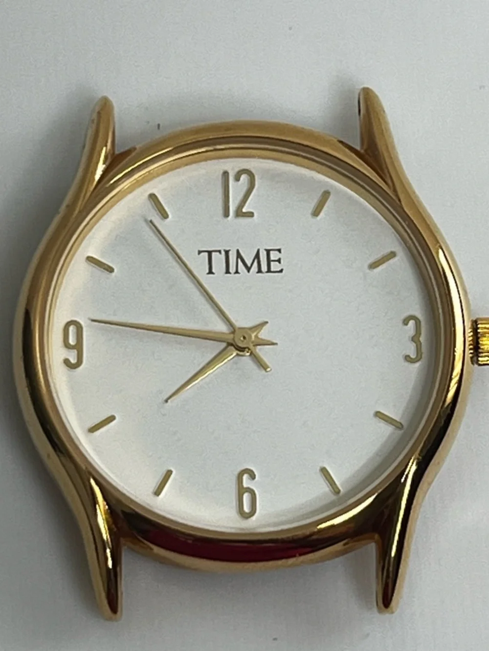 Time Watch Men’s Gold Tone White Dial 30MM: No Band W/ New Battery